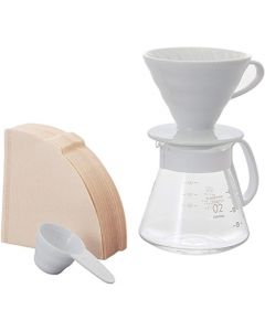 Hario V60-02 Ceramic Dripper Set, White