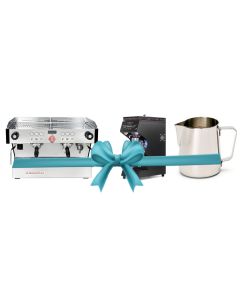La Marzocco Linea PB AV Auto-Volumetric 2 Group Espresso Machine With Victoria Arduino Mythos One 75mm Flat Burr Coffee Grinder and Rhinowares - Stainless Steel Pro Pitcher 12 Oz (Free)